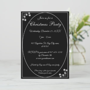 Unique Silver Black Christmas Party Merry & Bright Invitation