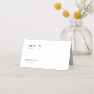 Unique Simple Black & White Meal Choice Wedding Place Card