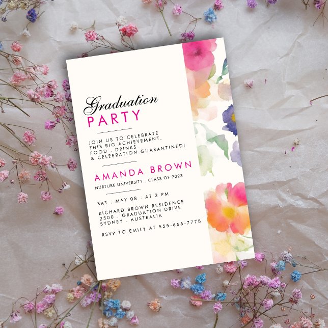 Unique Simple Floral Graduation Party 2025 Invitation (Creator Uploaded)