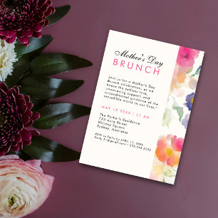 Unique Simple Floral Greenery mother day BRUNCH   Invitation