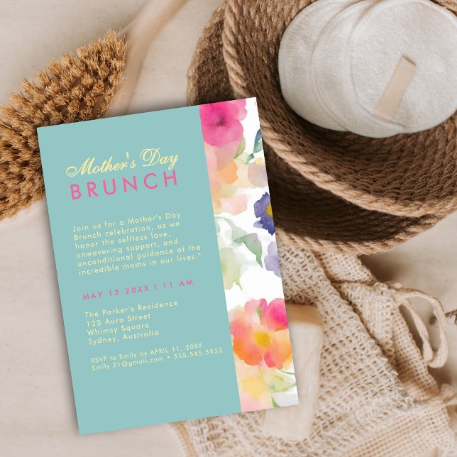 Unique Simple Floral Greenery mother day BRUNCH   Invitation (Creator Uploaded)