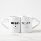 Unique simple personalised hubby and wifey mugs