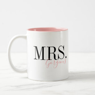 Unique simple personalised Mrs gorgeous couples Two-Tone Coffee Mug