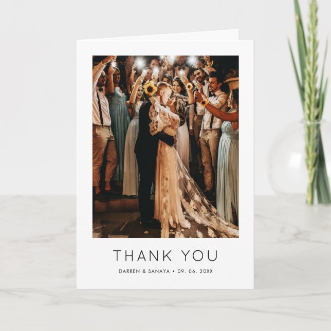 Unique Simple Photo QR Code Wedding Folded Thank You Card (Front)