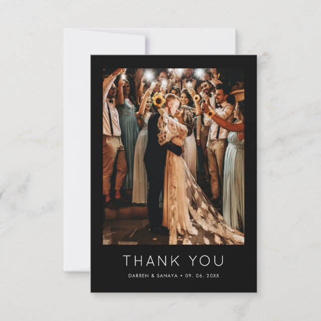 Unique Simple Photo QR Code Wedding Thank You Card (Front)