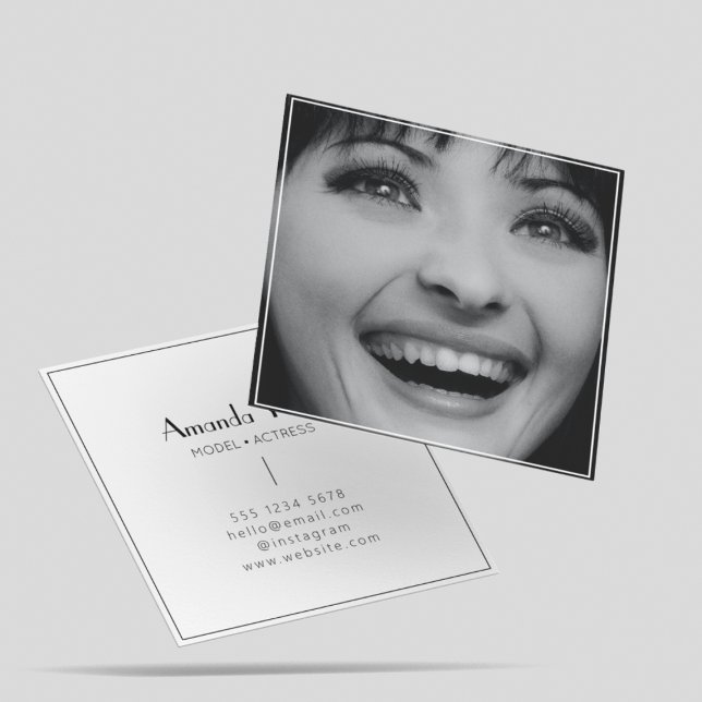 Unique Singer Model Performer Photo headshot Square Business Card (Creator Uploaded)