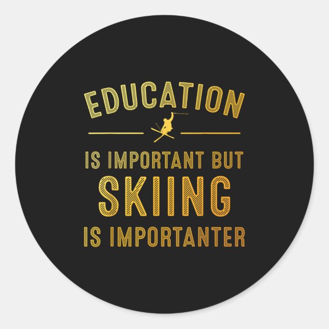 Unique Skiing Art For Men Women Kids Skier Mountai Classic Round Sticker (Front)
