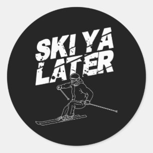 Unique Skiing Art For Men Women Kids Skier Mountai Classic Round Sticker