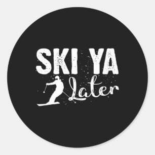 Unique Skiing Art For Men Women Kids Skier Mountai Classic Round Sticker