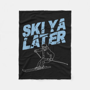 Unique Skiing Art For Men Women Kids Skier Mountai Fleece Blanket