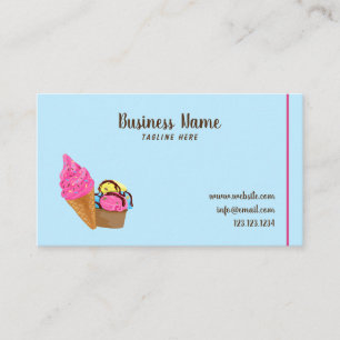 Unique Sky Blue Sweet Ice Cream Cup Confectionery Business Card