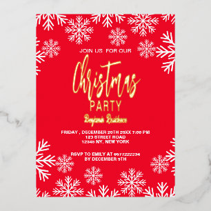 Unique Snow Red Christmas Invite Party card