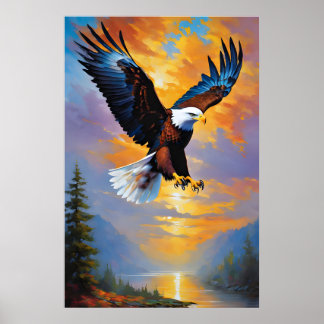 Unique Soaring Eagle, Freedom Bird of Prey Eagle Poster