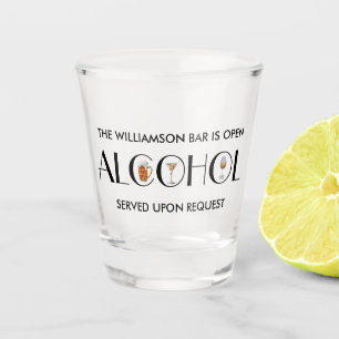 Unique Sophisticated Beer Wine Martini Name Black Shot Glass