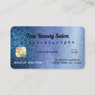 Unique Sparkly Aqua Blue Glitter Credit Card