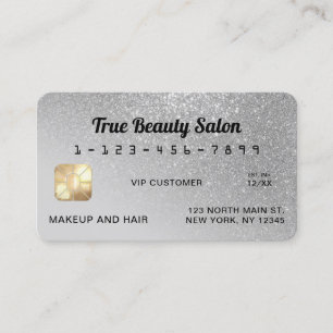Unique Sparkly Grey Silver Glitter Credit Card