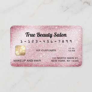 Unique Sparkly Pink Glitter Credit Card