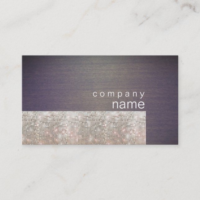 Unique Sparkly Silver Sequins Wood Business Card (Front)