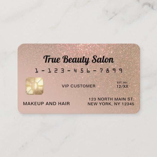 Unique Sparkly Taupe Gold Glitter Credit Card (Front)