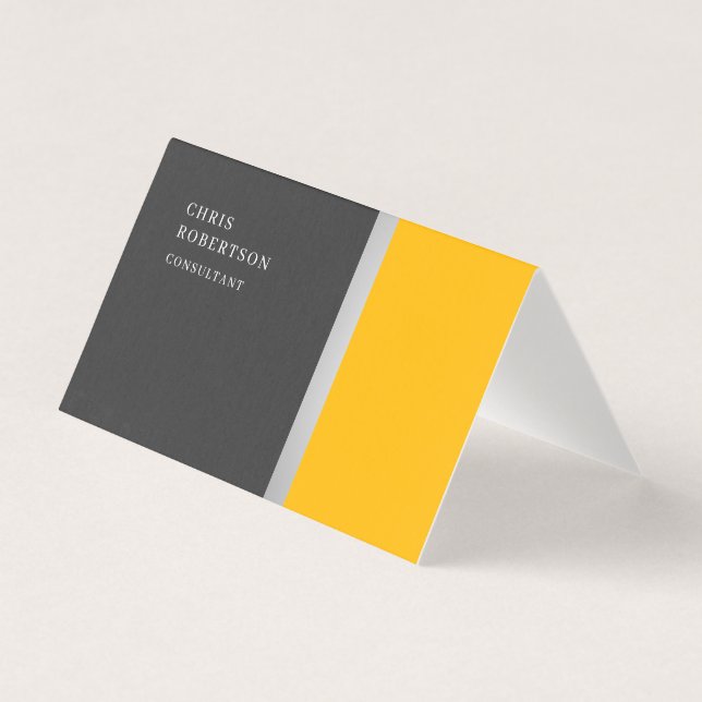 Unique Special Colourful Yellow Grey Trendy Business Card (Front)