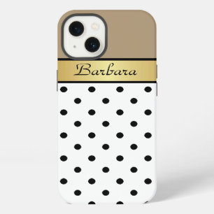 Unique Starfish Brown, White And Black Dots, Gold iPhone 13 Case
