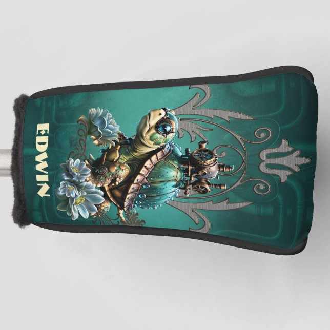 Unique steampunk turtle.  golf head cover (Front)