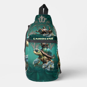 Unique steampunk turtle. sling bag