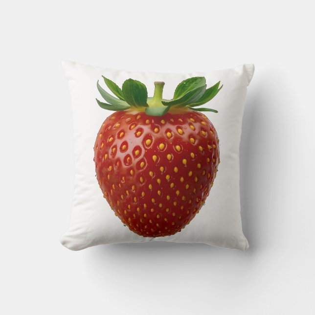 Unique Strawberry Throw Pillow - Aesthetic Fruit D (Front)