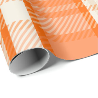 Unique & Stunning Orange & Cream Color Combo Plaid Wrapping Paper