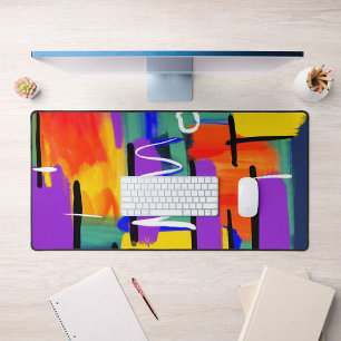 Unique Stylish Abstract Colourful Artwork Rainbow Desk Mat