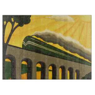 Unique stylish Art Deco Train Glass chopping board