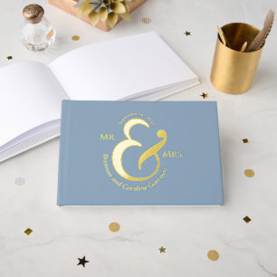 Unique Stylish Bride Groom Names Gold Guest Book