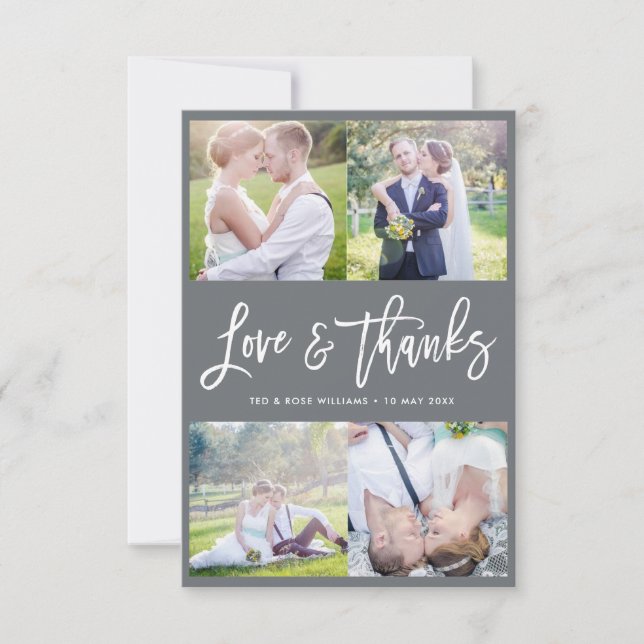 Unique stylish brush script wedding thank you card (Front)
