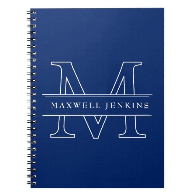 Unique Stylish Custom Notebook with Monogram & Nam (Front)