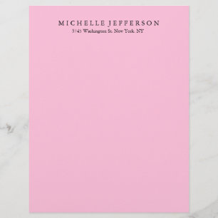 Unique Stylish Modern Elegant Pink Custom Letterhead