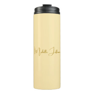 Unique Stylish Modern Plain Calligraphy Gold Colou Thermal Tumbler