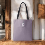 Unique Stylish Name and Monogram Typography Purple Tote Bag<br><div class="desc">A beautiful tote bag design with an elegant stylish representation of your name and monogram with classic serifs and a more ornate script typography in a balanced and symmetrical harmony. The three elements blend together with a sophisticated harmony and create your own personal branding logo. Shown here with a popular...</div>