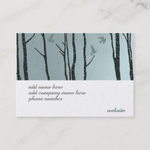 Unique, stylish silver birch bird business card