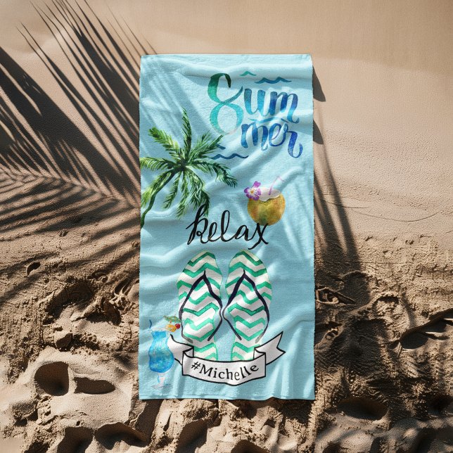 Unique Summer Beach Relaxation Time Personalised  Towel (Creator Uploaded)