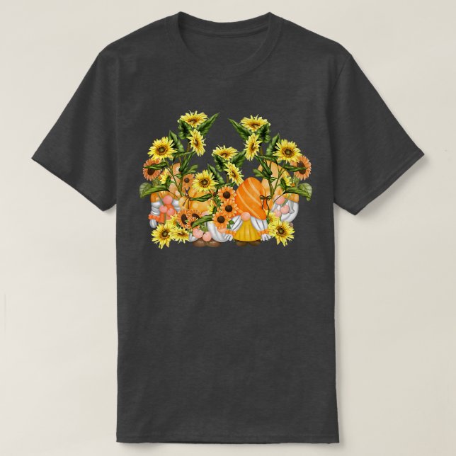 Unique Sunflower Gnome Hippies Floral Graphic ArtT T-Shirt (Design Front)