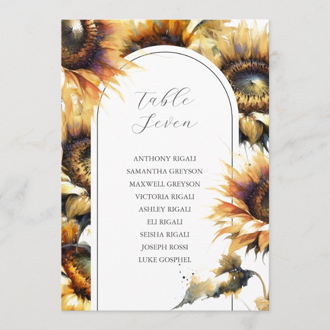 Unique Sunflower Wedding Seating Chart Template (Front)