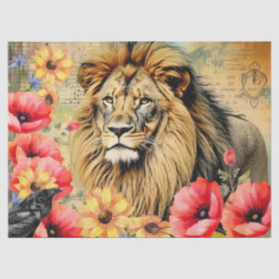 Unique Sunflowers Red Poppies Lion's Head Tissue Paper