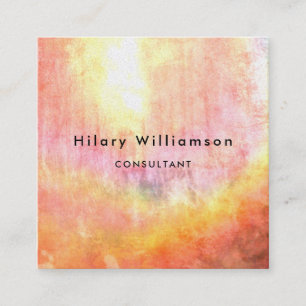 Unique Sunlit Pastel Coral Grunge Square Business Card