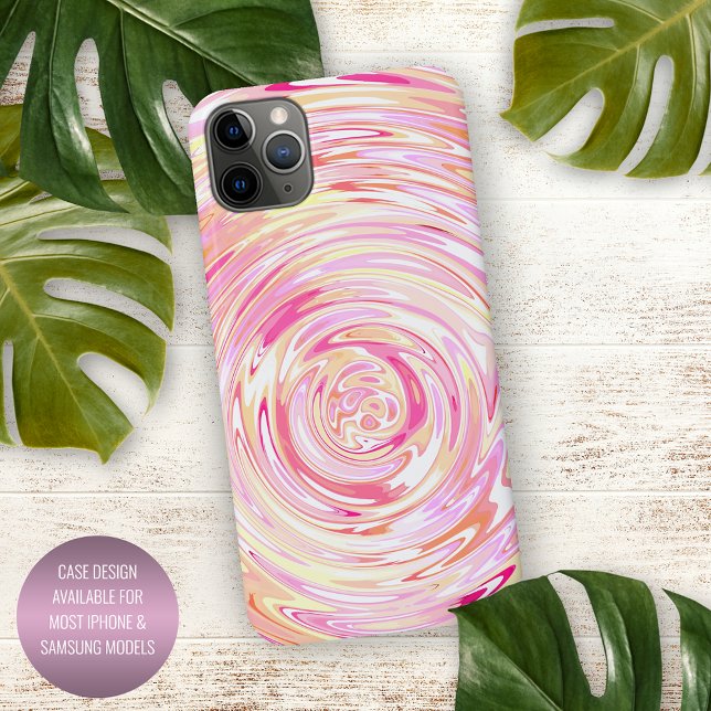 Unique Sunny Yellow Orange Blush Pink Swirl Art iPhone Case (Creator Uploaded)
