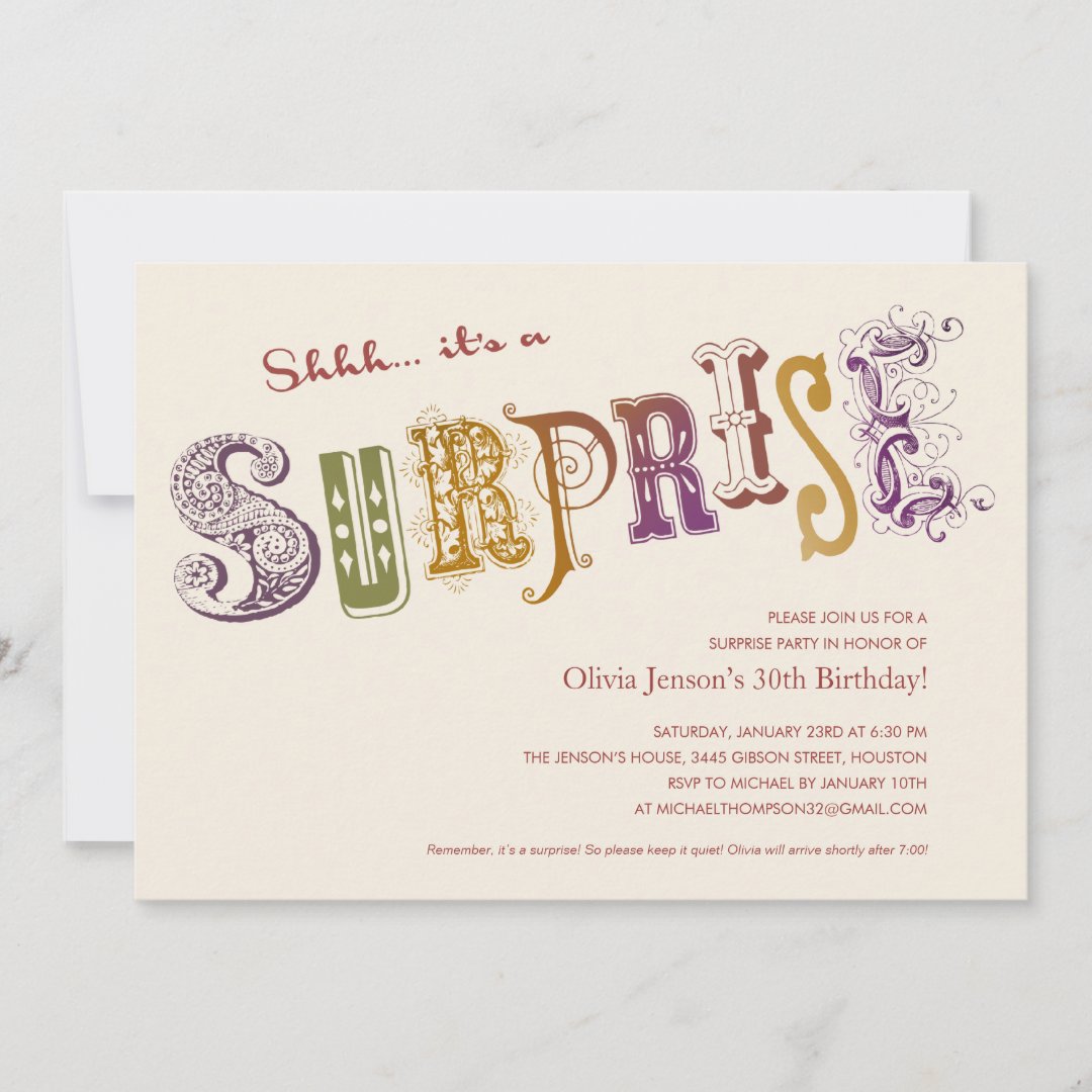 Unique Surprise Party Invitations | Zazzle