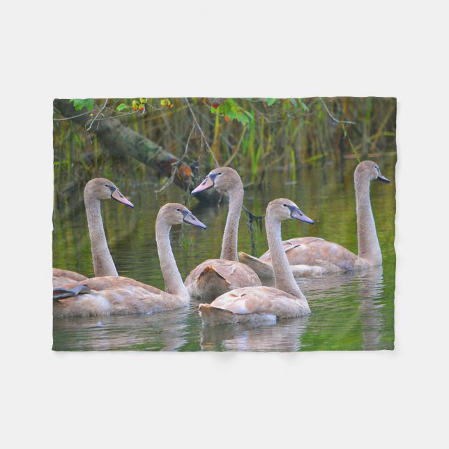 Unique Swan Fleece Blanket (Front (Horizontal))