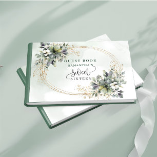 Unique Sweet 16 bohemian greenery eucalyptus guest Book