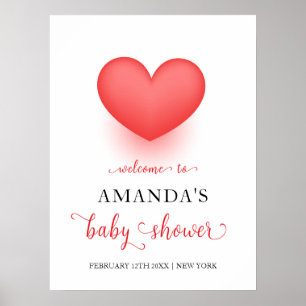 Unique Sweetheart Valentine Baby Shower Welcome Poster
