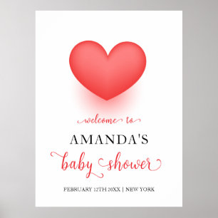 Unique Sweetheart Valentine Baby Shower Welcome Poster