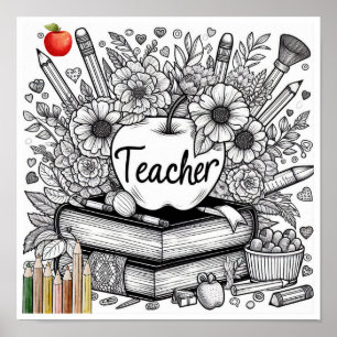 Unique Teacher Gift Colouring Poster Printable 